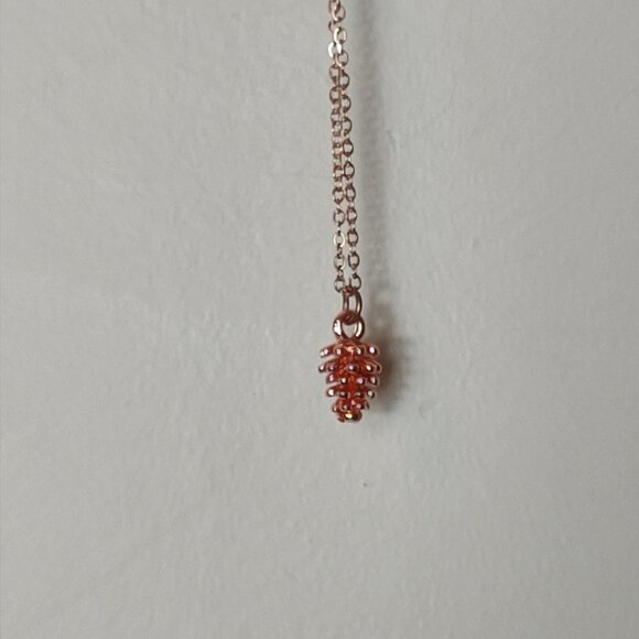 NWT Pinecone Necklace Rose Gold Tone Tree Metal Gift Stocking Stuffer - Picture 3 of 6